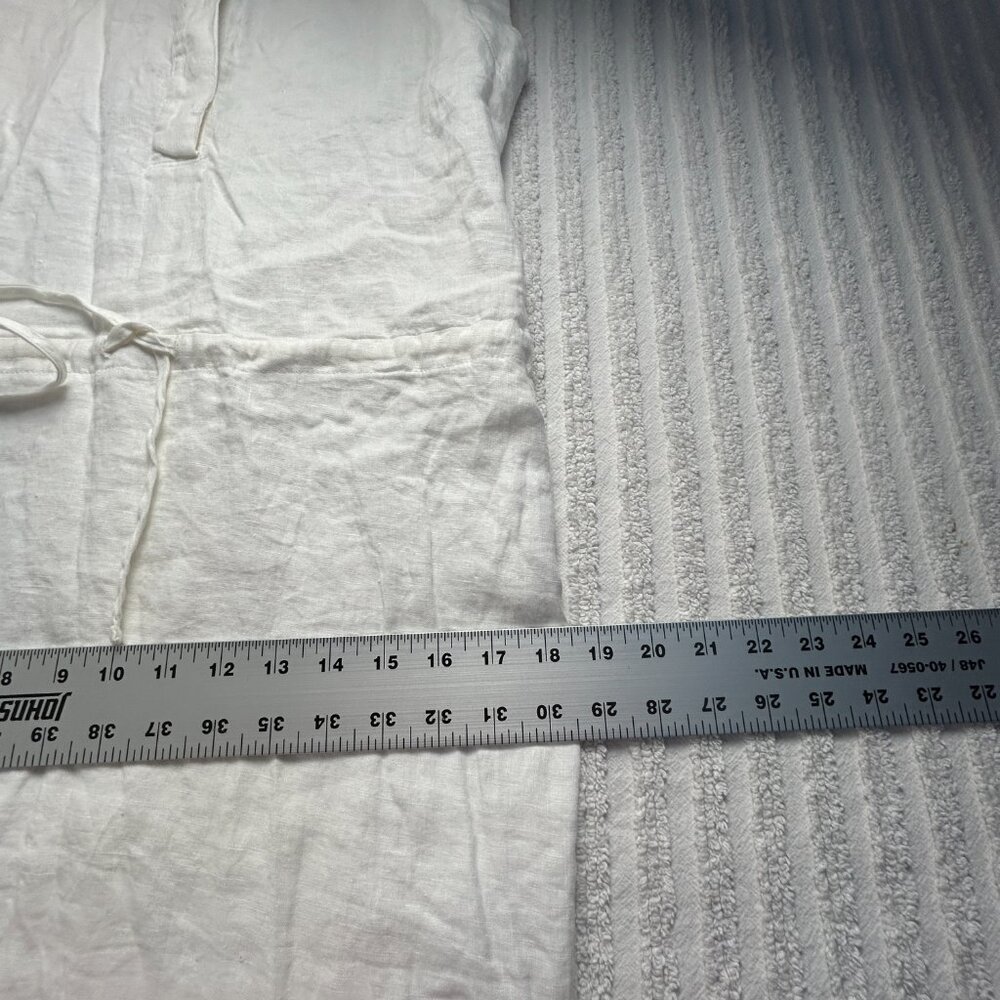 James Perse Standard Drawstring Waist Linen Shift Dress Size 1 White New $205 — image 8 of 8
